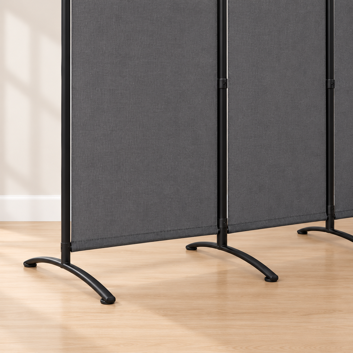 Brise-vue sur pied 3 panneaux, métal et polyester, 253 x 182 cm — détail du bas