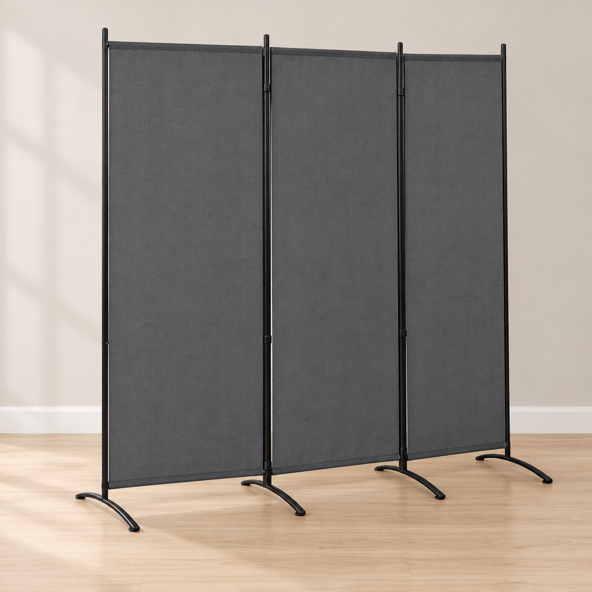 Brise-vue sur pied 3 panneaux, métal et polyester, 253 x 182 cm — vue principale
