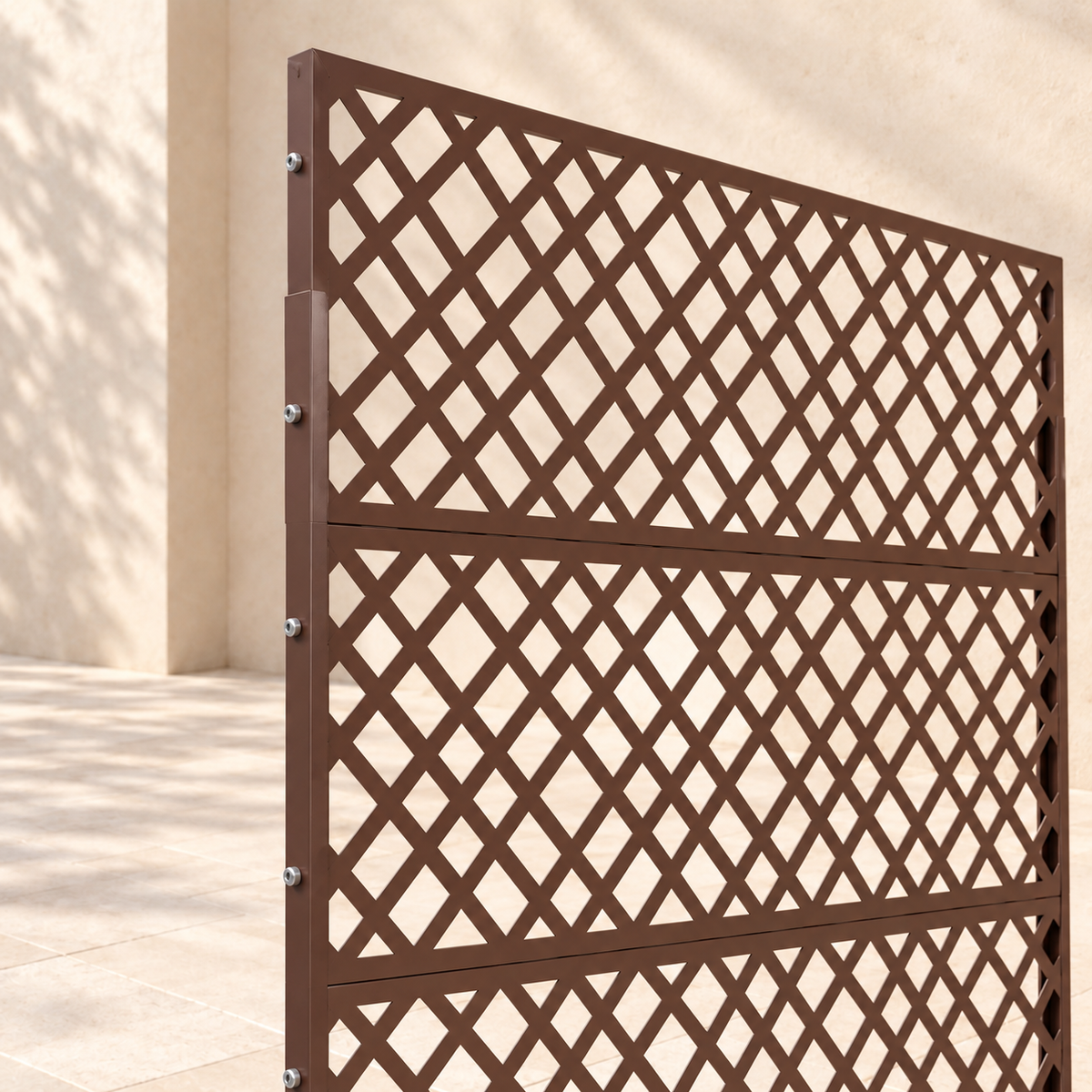 Brise-vue métal motif losanges, 90 x 183 cm — détail du haut