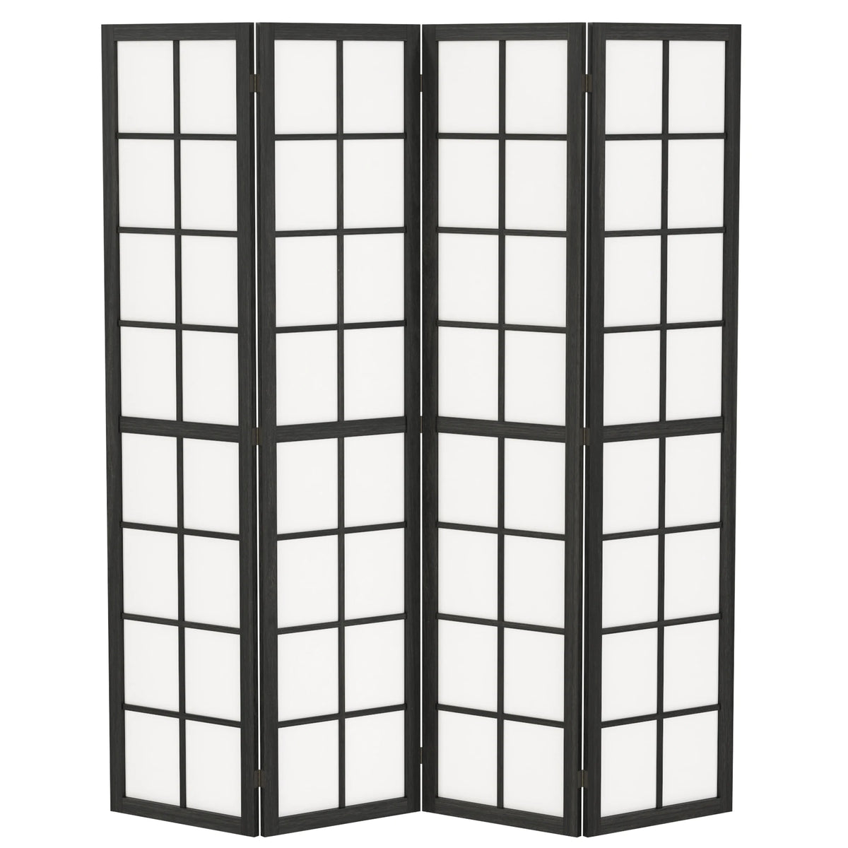 Paravent japonais shoji 4 panneaux noir, cadre pin, 160 x 170 cm – vue 4