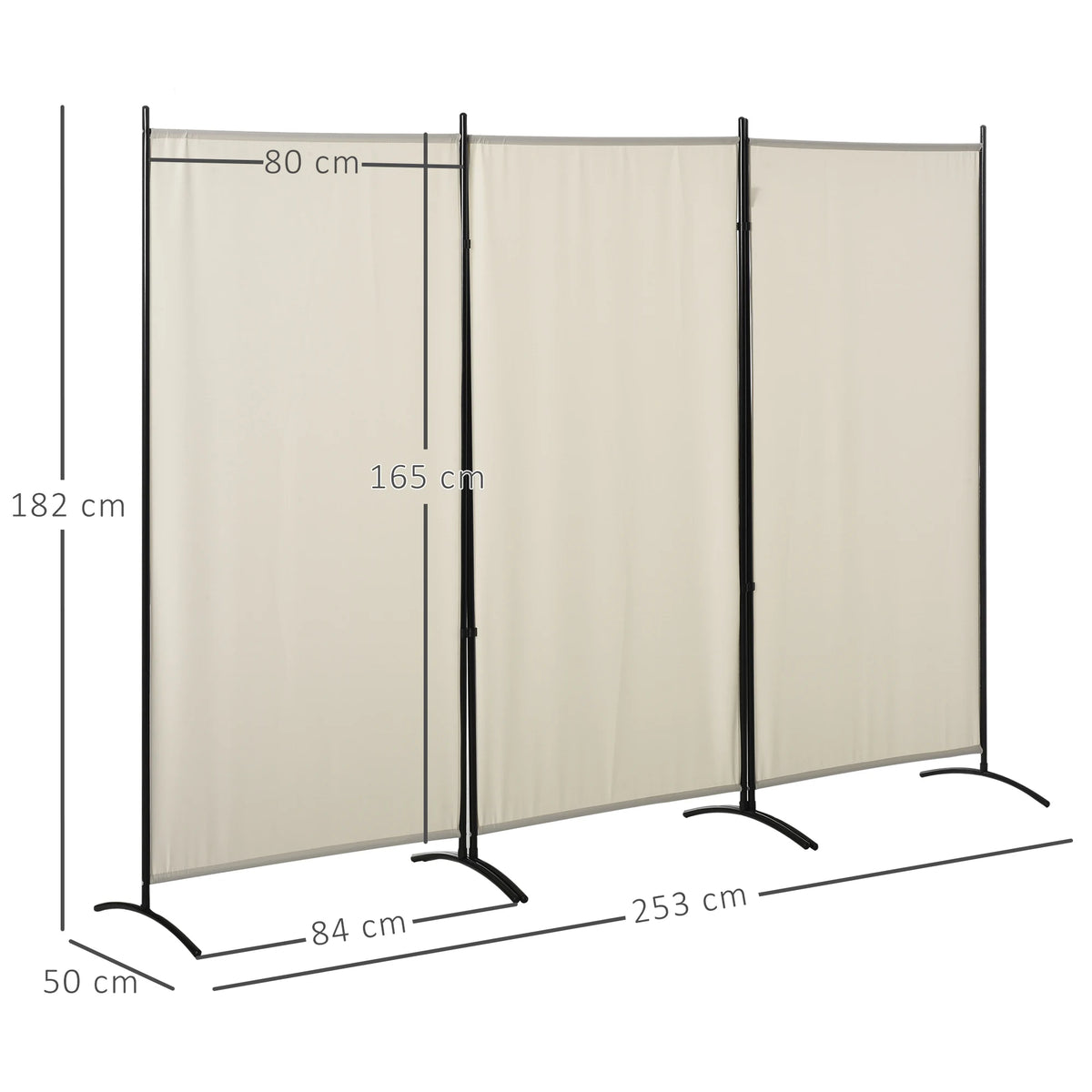 Brise-vue sur pied 3 panneaux, métal et polyester, 253 x 182 cm – vue 3