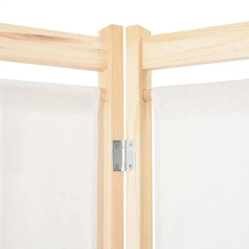 Paravent 6 panneaux tissu blanc crème, cadre bois, 240 x 170 cm – vue 5