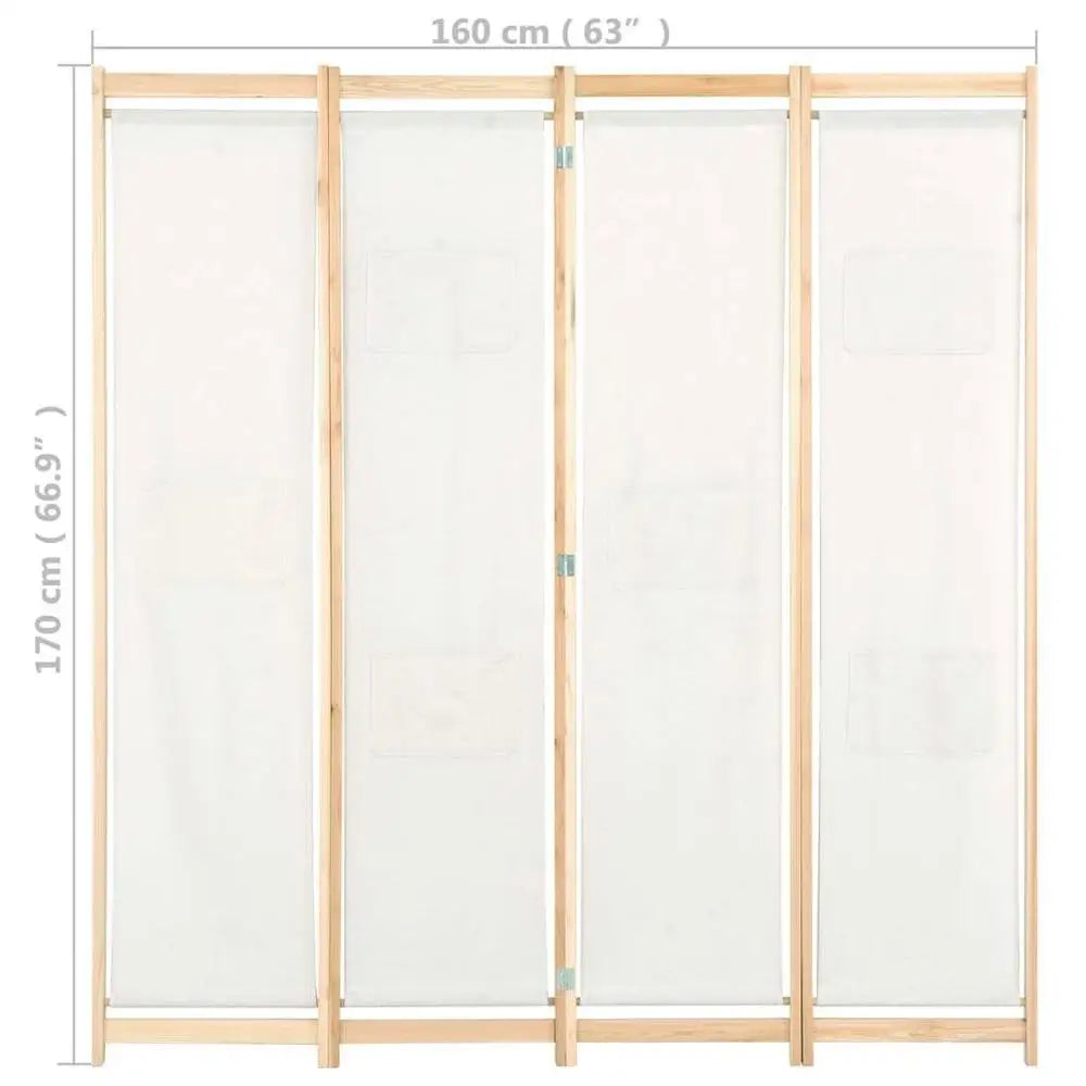 Paravent 4 panneaux bois et tissu, 160 x 170 cm – vue 2