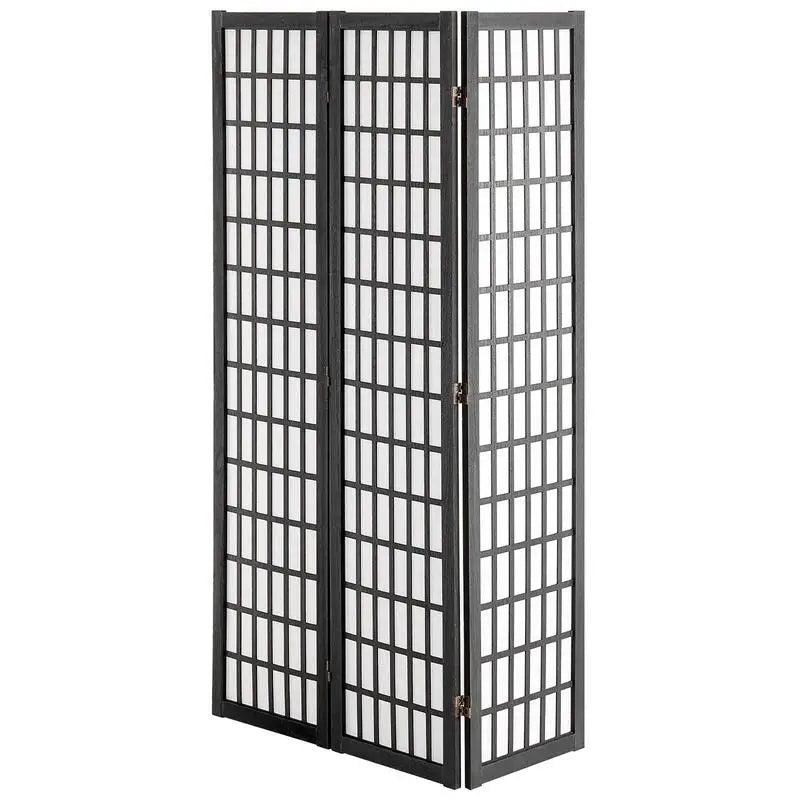 Paravent japonais shoji 3 panneaux, bois noir, 120,5 x 170 cm – vue 3