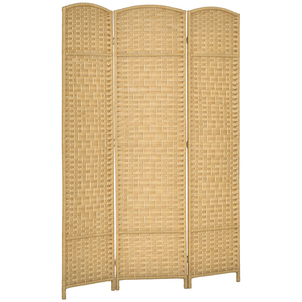 Paravent 3 panneaux tressé à sommet arrondi, cadre pin, 135 x 180 cm – vue 2