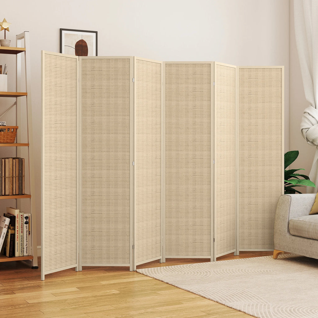 Paravent 6 panneaux bambou tressé naturel, cadre pin, 270 x 180 cm – vue 3
