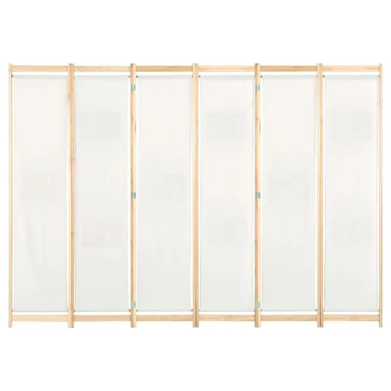 Paravent 6 panneaux tissu blanc crème, cadre bois, 240 x 170 cm – vue 2