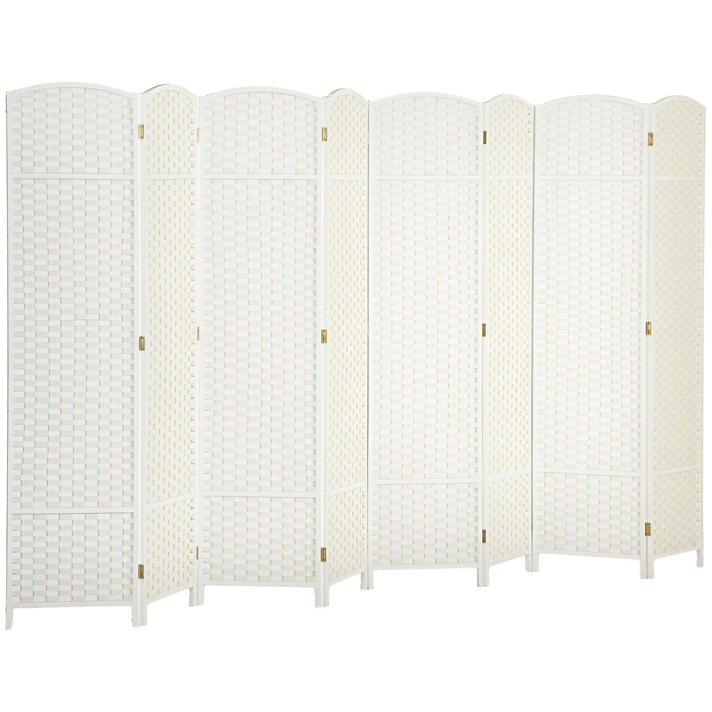 Paravent 8 panneaux tressé blanc, cadre pin, 320 x 170 cm – vue 2