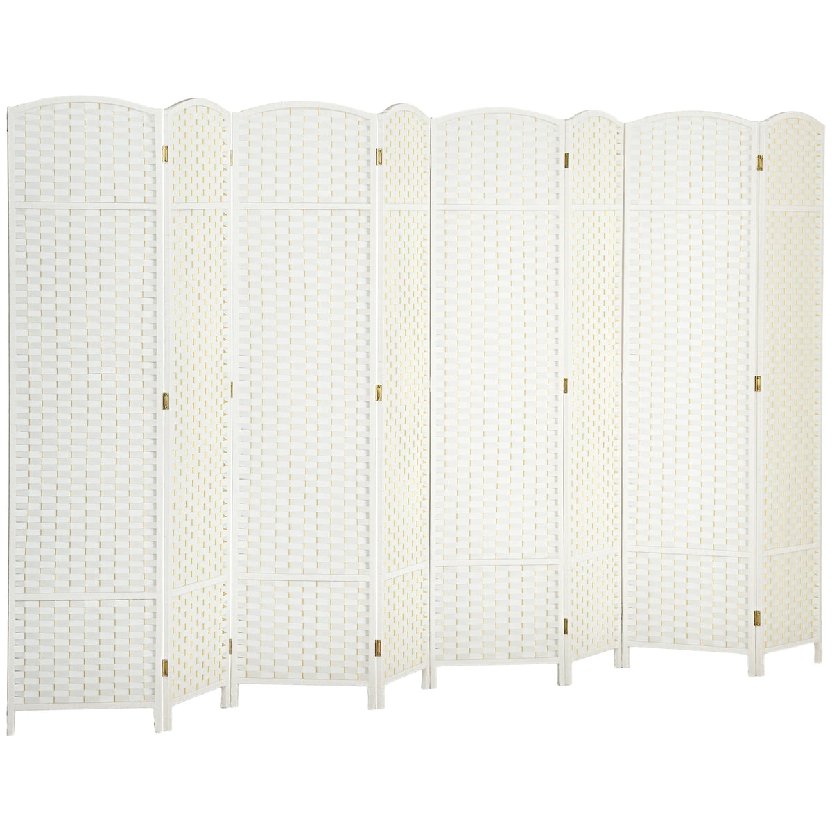 Paravent 8 panneaux tressé blanc, cadre pin, 320 x 170 cm – vue 2