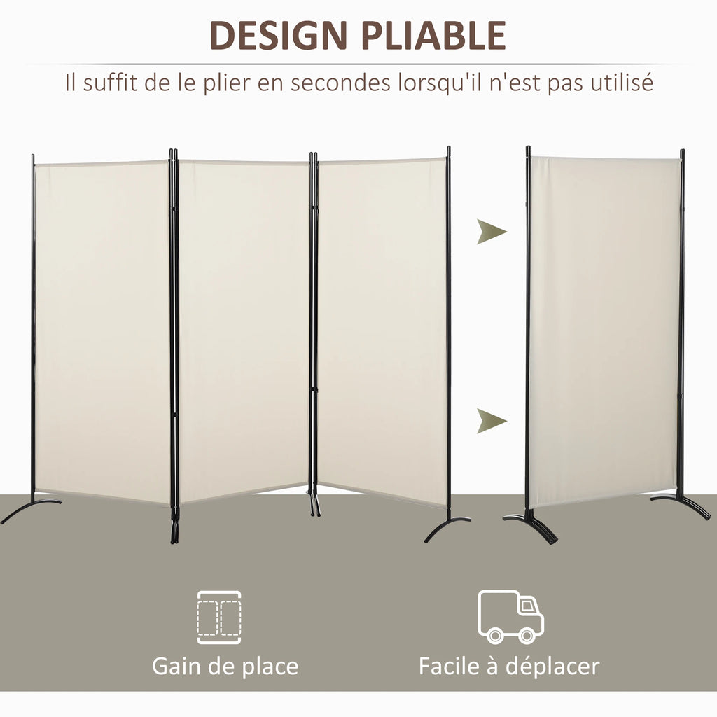 Brise-vue sur pied 3 panneaux, métal et polyester, 253 x 182 cm – vue 4