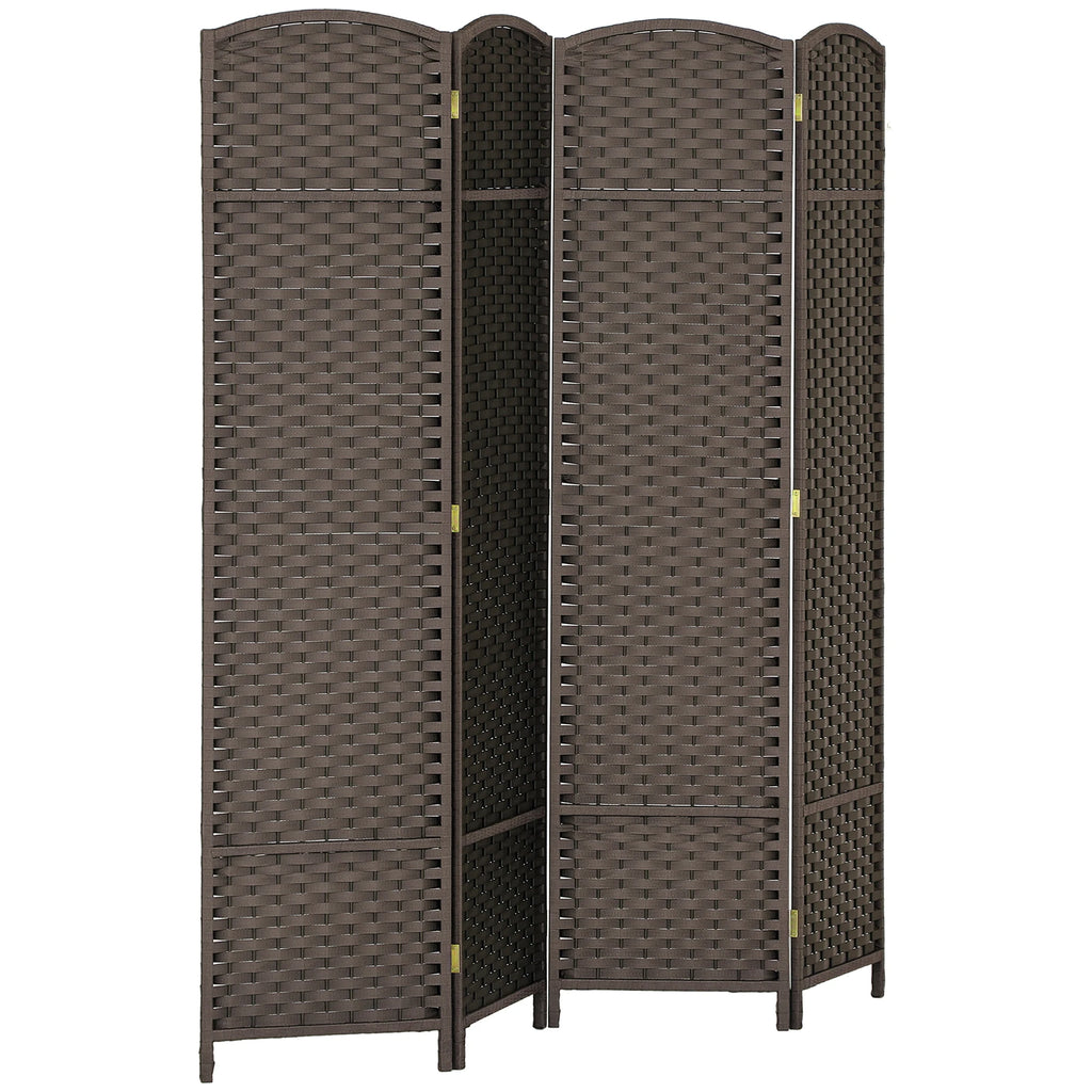 Paravent 4 panneaux tressé à sommet arrondi, cadre pin, 160 x 170 cm – vue 2