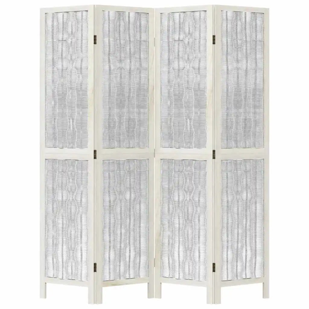 Paravent 4 panneaux paulownia et saule tressé blanc, 145 x 220 cm – vue 4