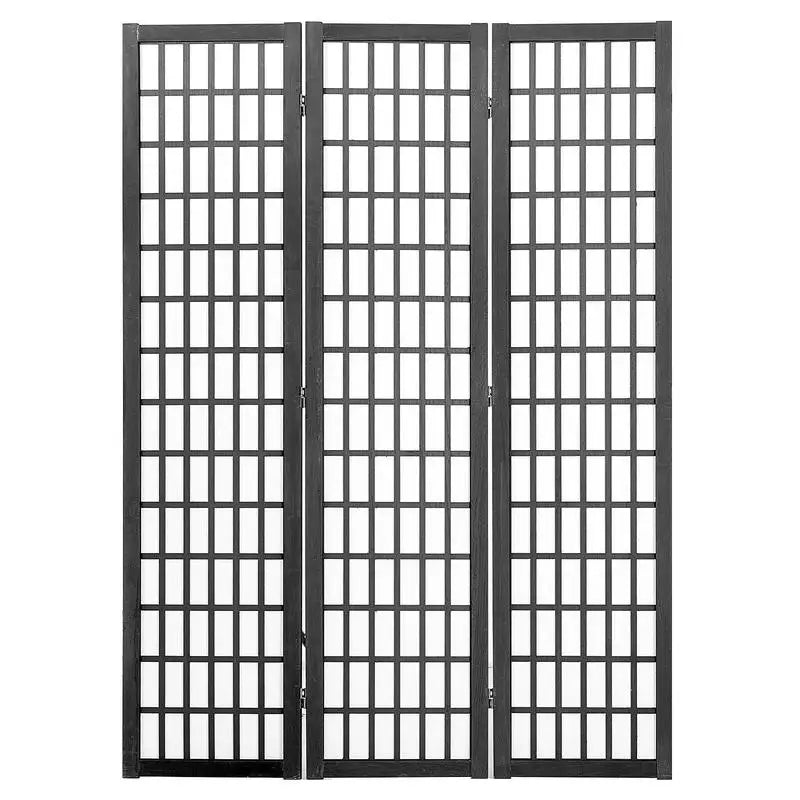 Paravent japonais shoji 3 panneaux, bois noir, 120,5 x 170 cm – vue 2