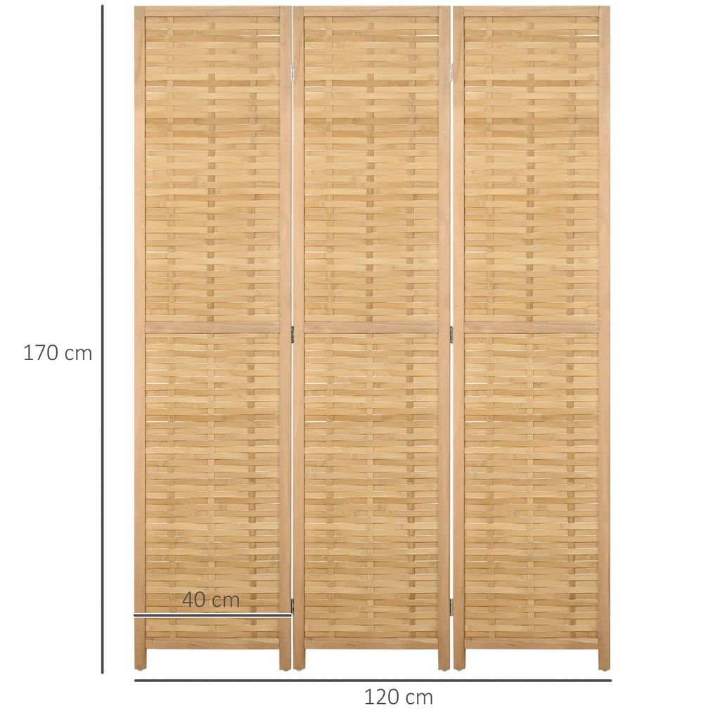 Paravent 3 panneaux bambou tressé naturel, 120 x 170 cm – vue 3