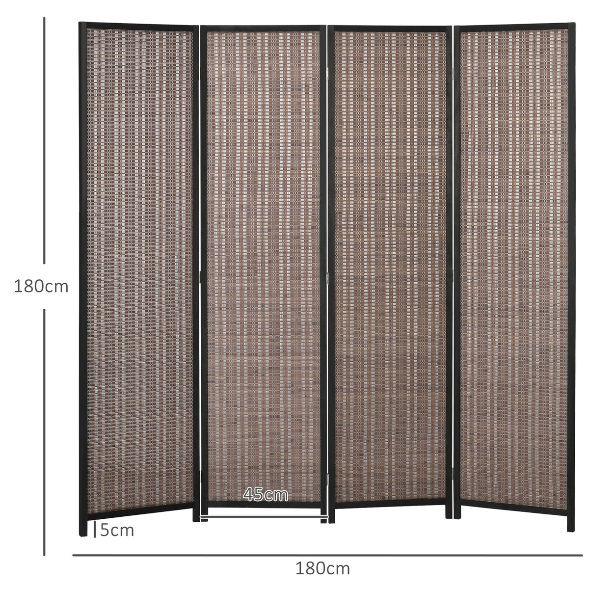 Paravent 4 panneaux bambou tressé, cadre pin, 180 x 180 cm – vue 3