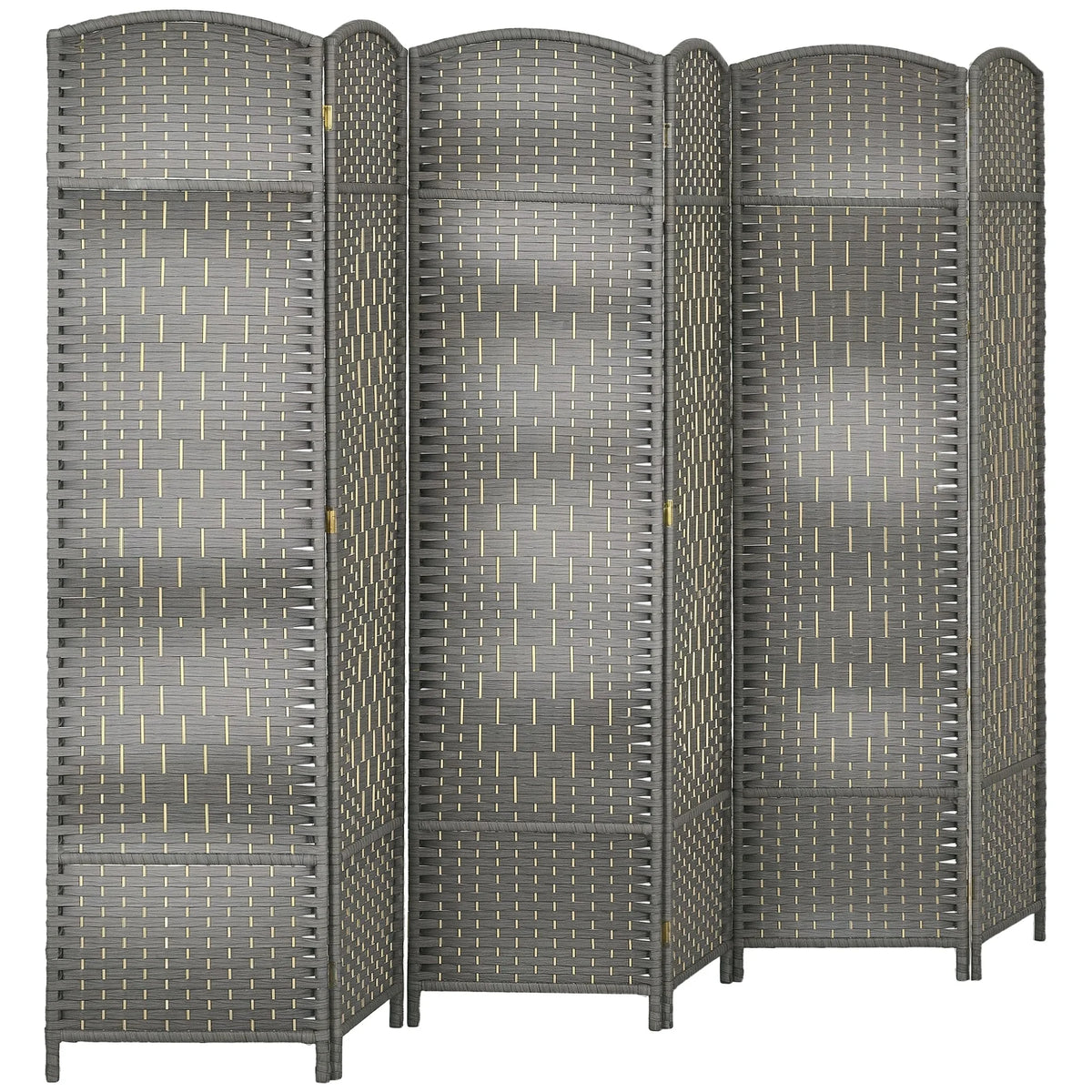 Paravent 6 panneaux tressé gris à sommet arrondi, 270 x 180 cm – vue 3