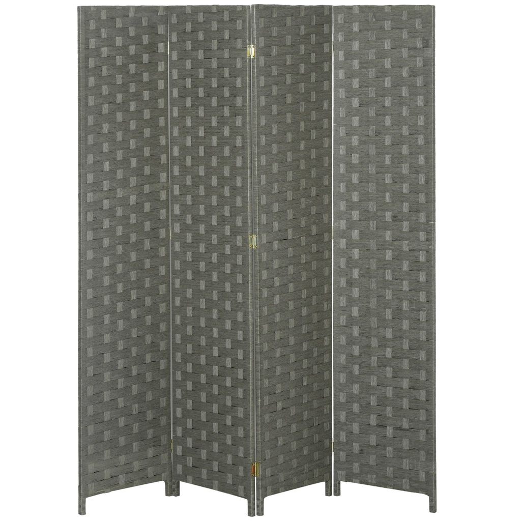Paravent 4 panneaux effet rotin, cadre pin, 159,5 x 169,5 cm – vue 4