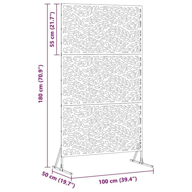 Brise-vue acier noir motif feuilles, 100 x 180 cm – vue 5