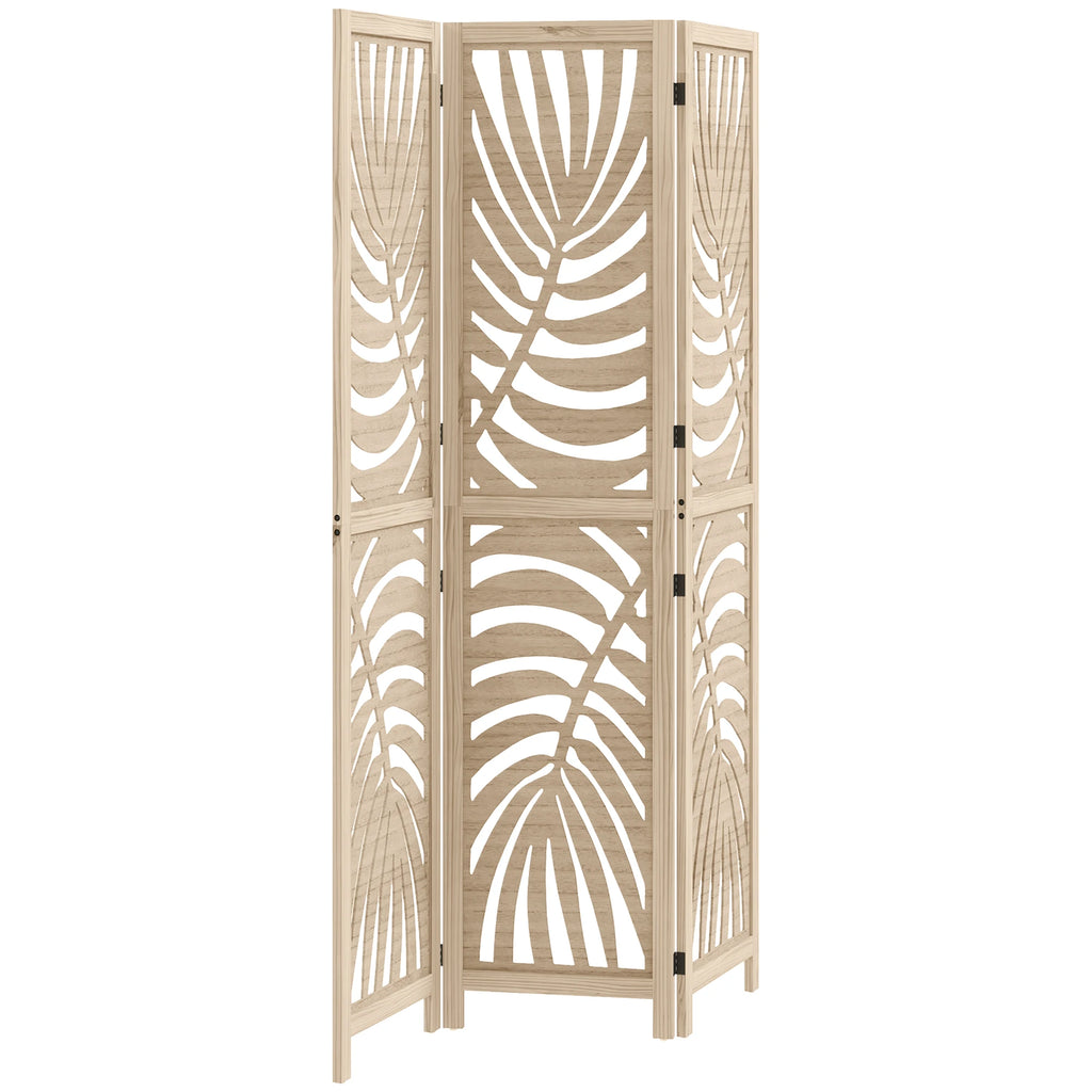 Paravent 3 panneaux paulownia ajouré motif palmier, 120 x 170 cm – vue 3