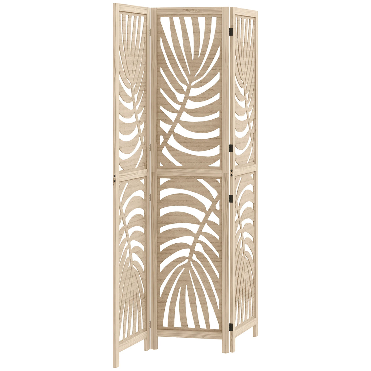 Paravent 3 panneaux paulownia ajouré motif palmier, 120 x 170 cm – vue 3