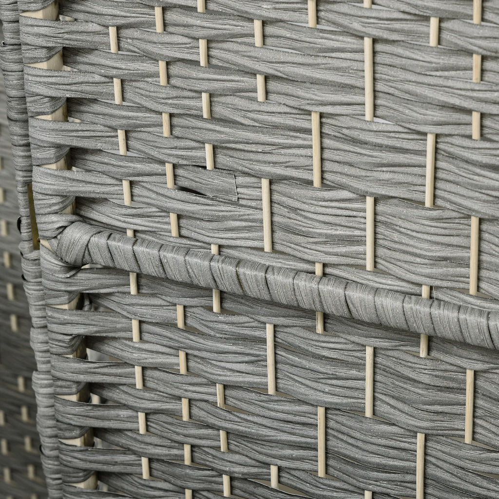 Paravent 6 panneaux tressé gris à sommet arrondi, 270 x 180 cm – vue 4