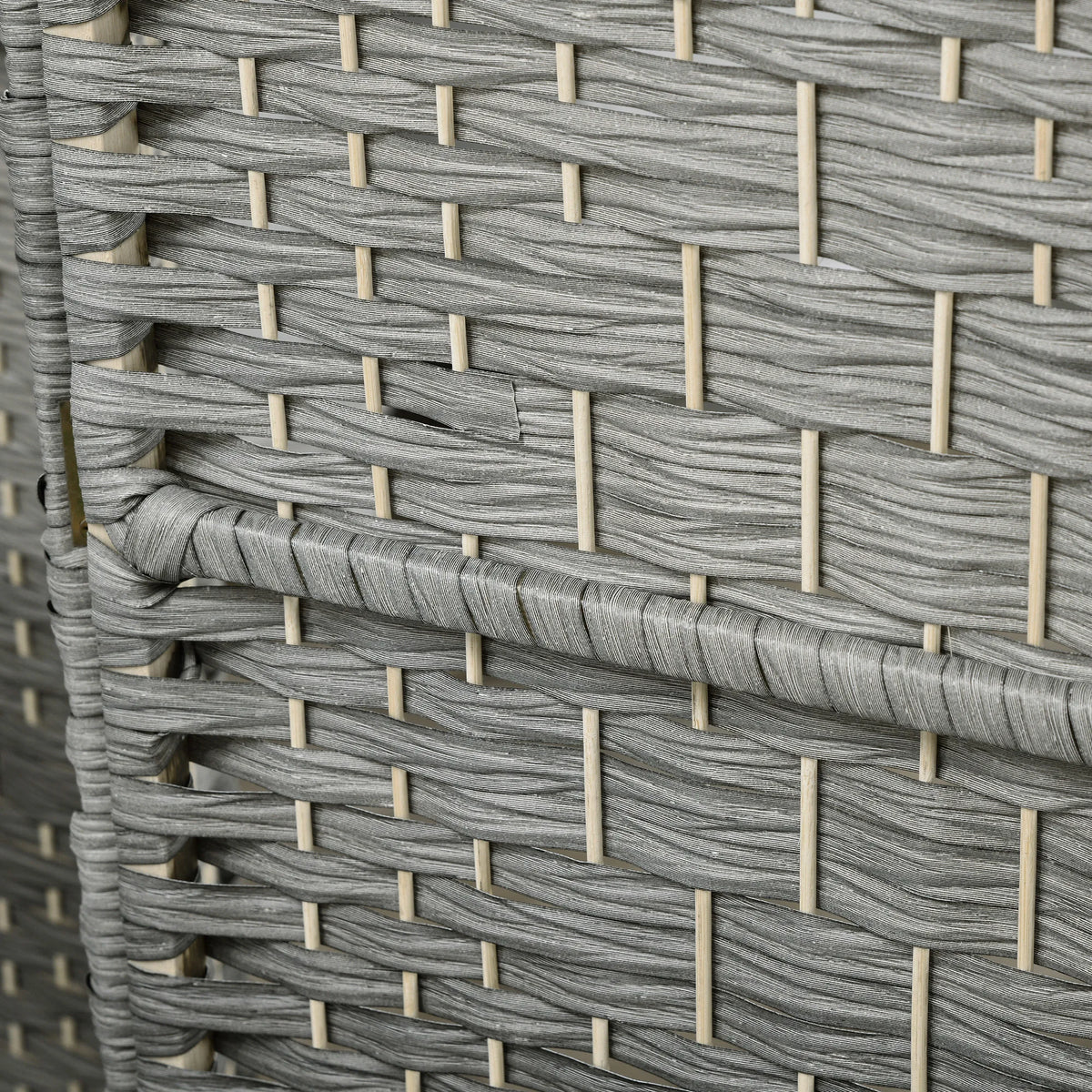Paravent 6 panneaux tressé gris à sommet arrondi, 270 x 180 cm – vue 4