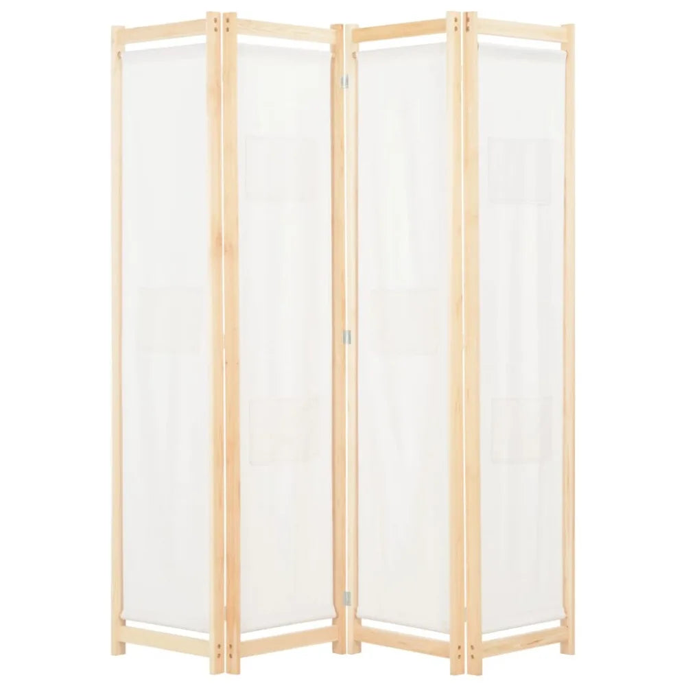 Paravent 4 panneaux bois et tissu, 160 x 170 cm – vue 3