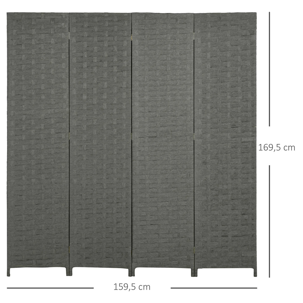 Paravent 4 panneaux effet rotin, cadre pin, 159,5 x 169,5 cm – vue 5
