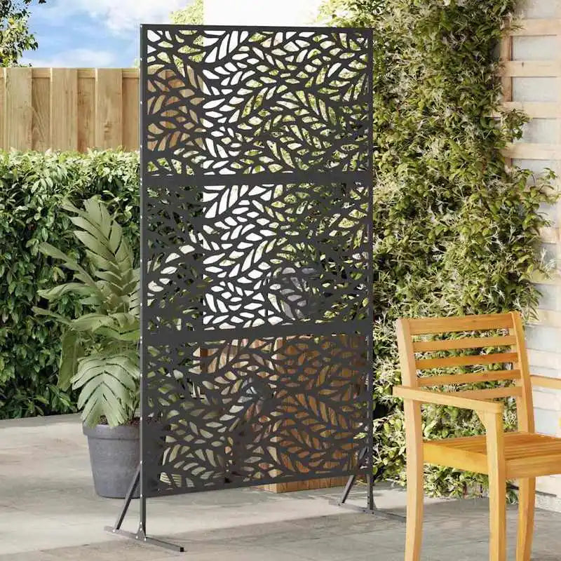 Brise-vue acier noir motif feuilles, 100 x 180 cm – vue 2