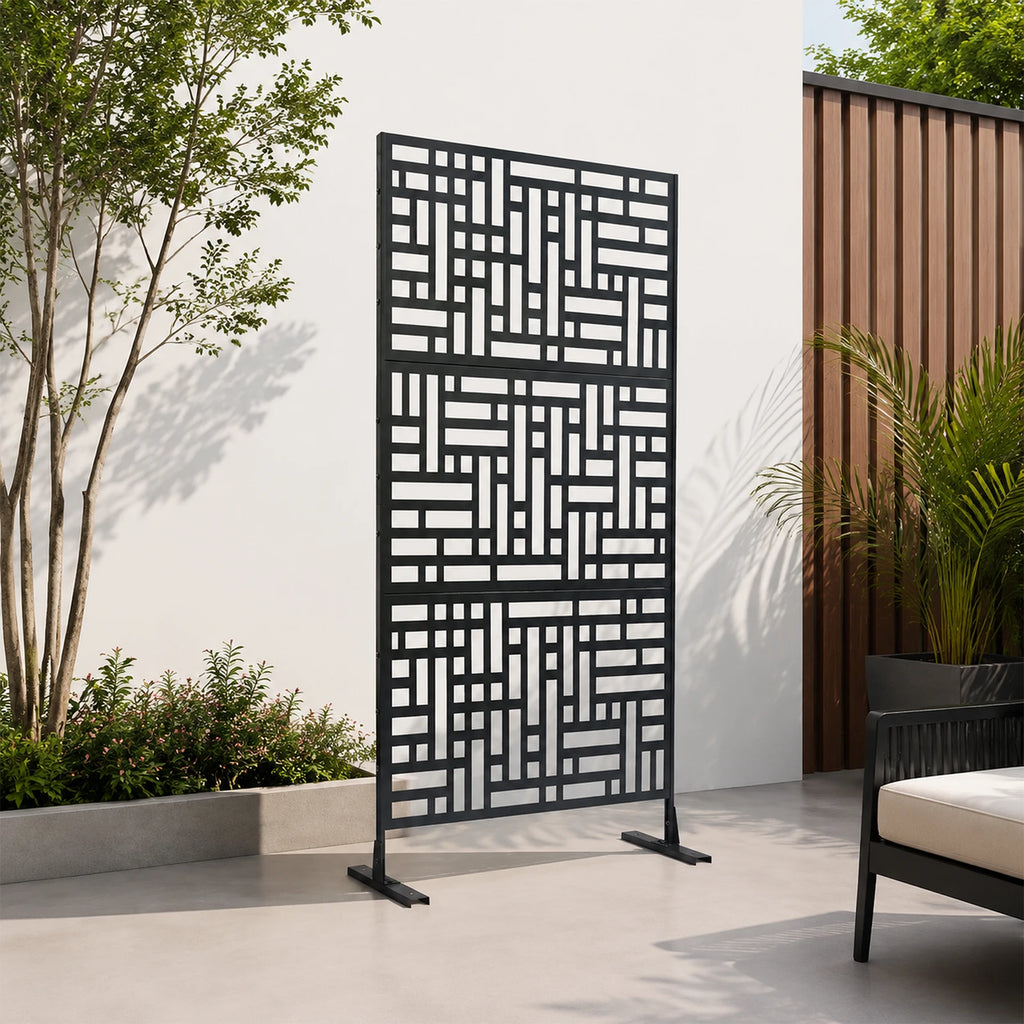Brise-vue de terrasse acier noir, 90 x 190 cm – vue 2