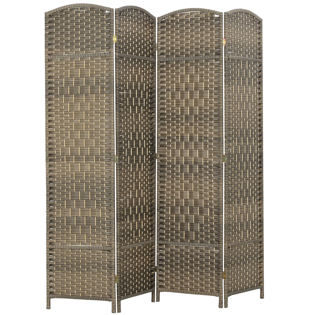 Paravent 4 panneaux tressé à sommet arrondi, cadre pin, 180 x 180 cm – vue 2
