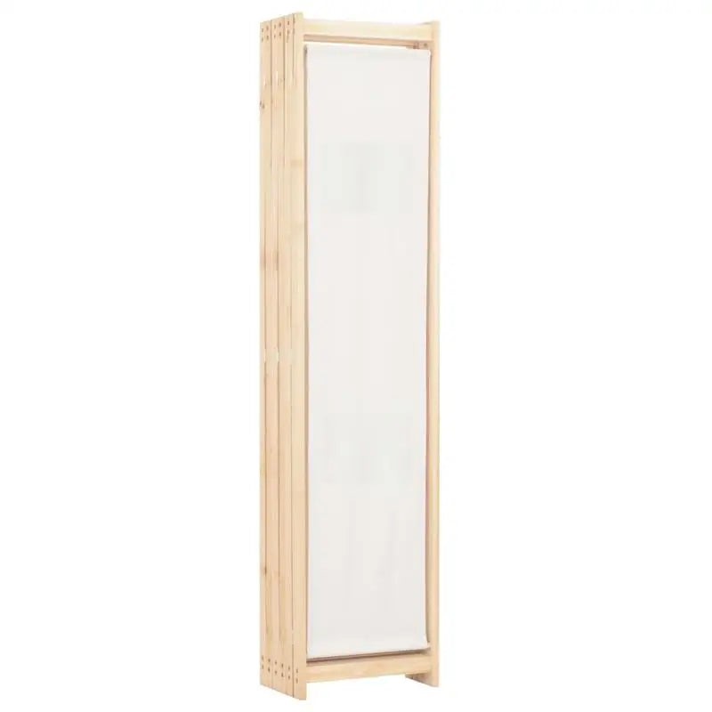 Paravent 6 panneaux tissu blanc crème, cadre bois, 240 x 170 cm – vue 4