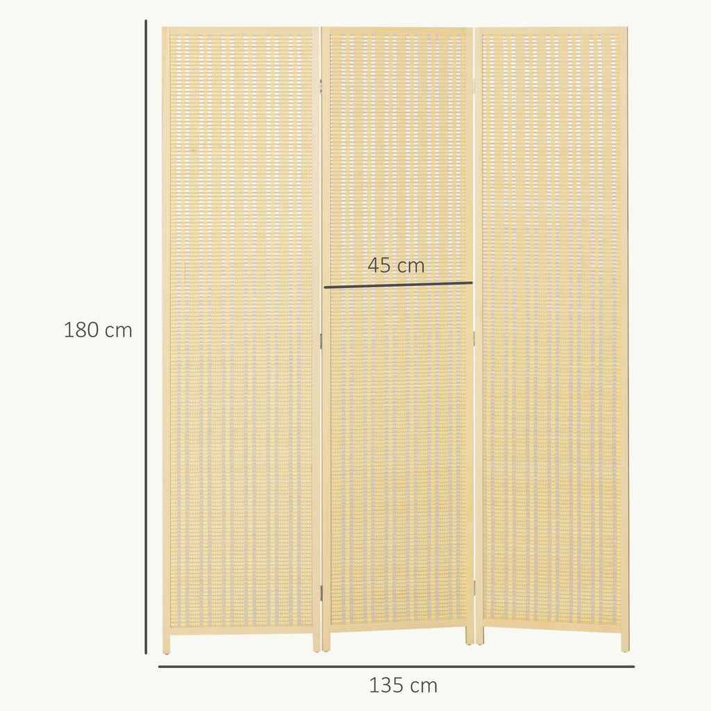 Paravent 3 panneaux bambou tressé, cadre pin, 135 x 180 cm – vue 3
