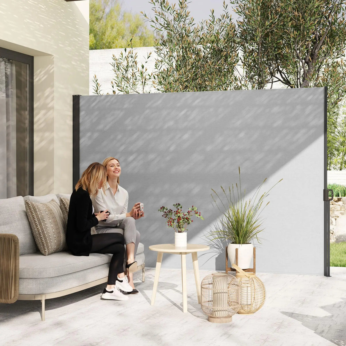Brise-vue rétractable 300 x 180 cm, aluminium et polyester anti-UV